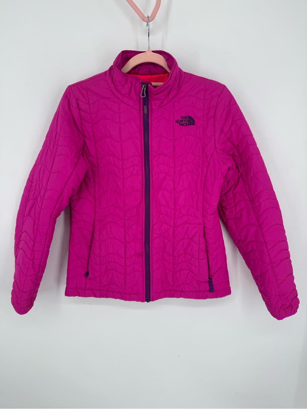 The North Face Women's Pink Quilted Puffer Jacket Worn In Winter Size Medium